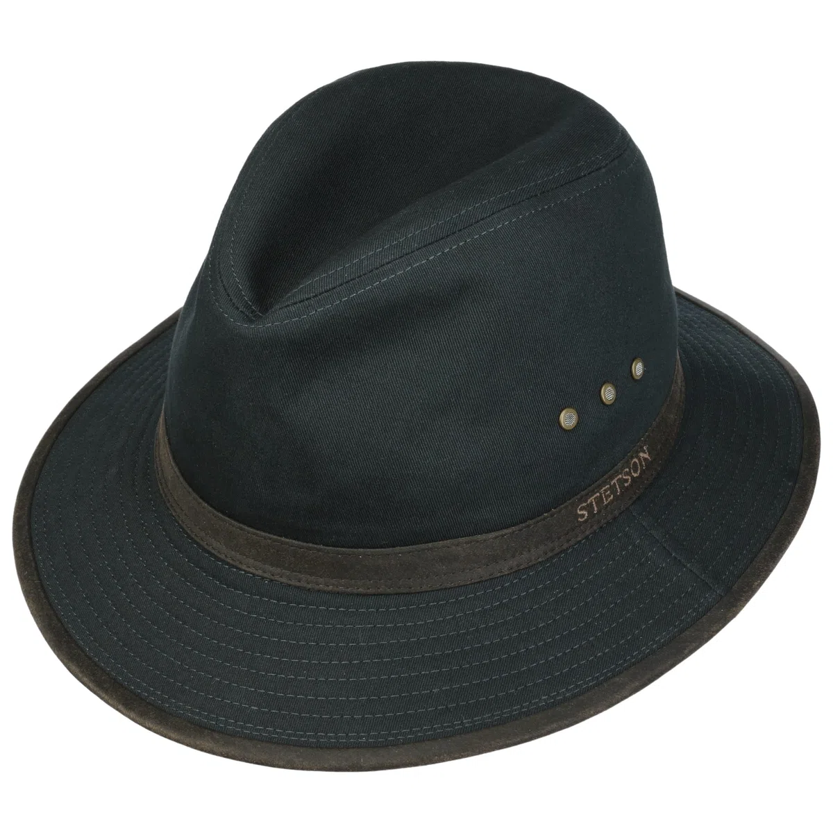 Stetson Sombrero de Algodón AVA Hombre - Outback Aventurero con Banda Piel, Ribete Verano Primavera/Verano
