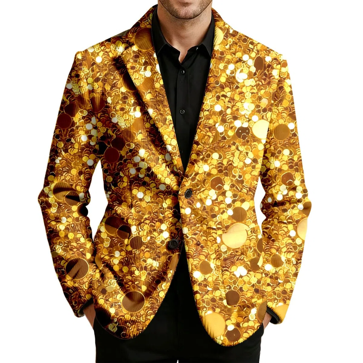 Elegante chaqueta de pana con estampado de esmoquin para hombre, estilo casual para fiestas, bodas y eventos nocturnos, discotecas, escenarios