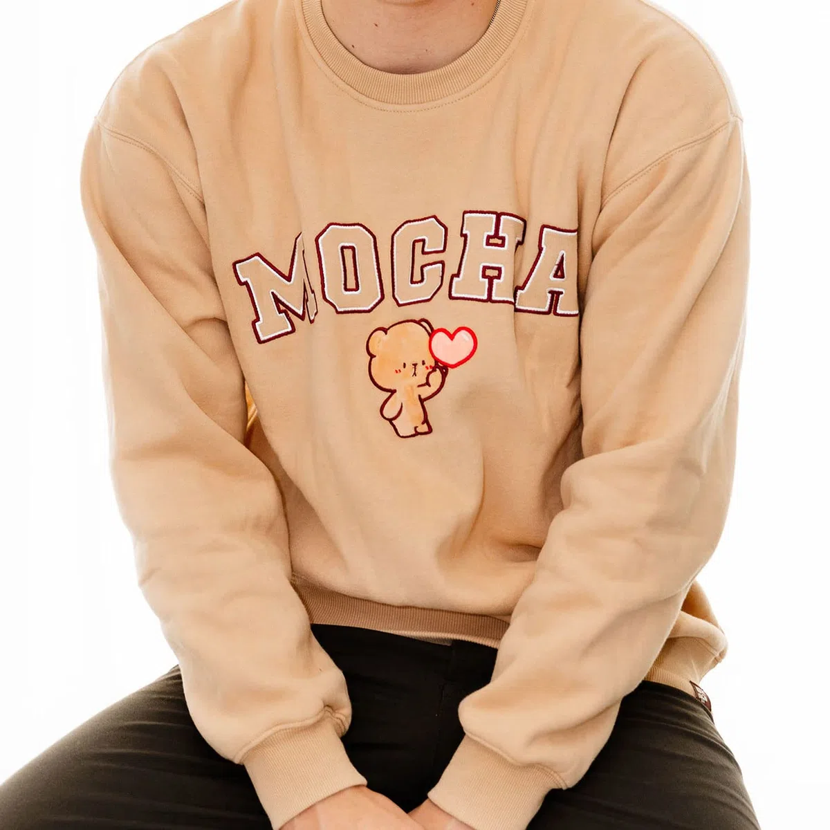Milkmochabear Sudadera casual de manga larga con cuello redondo y ajuste relajado