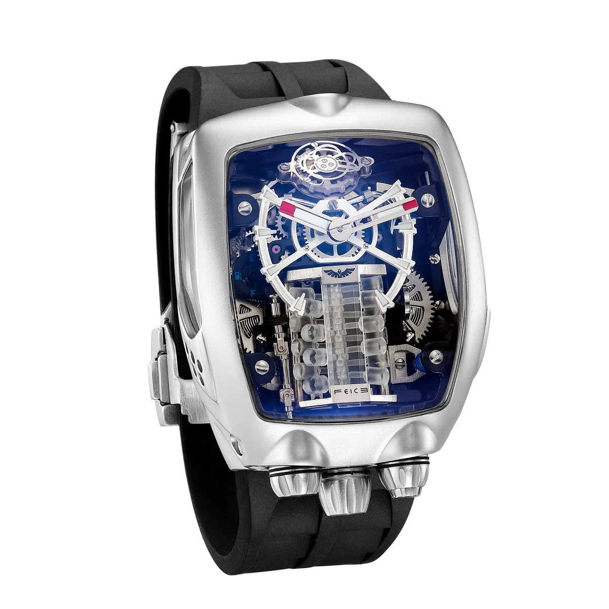 FEICE FM666 reloj para hombre esqueleto de caja grande reloj mecánico automático para hombre reloj negro, plata, moderno