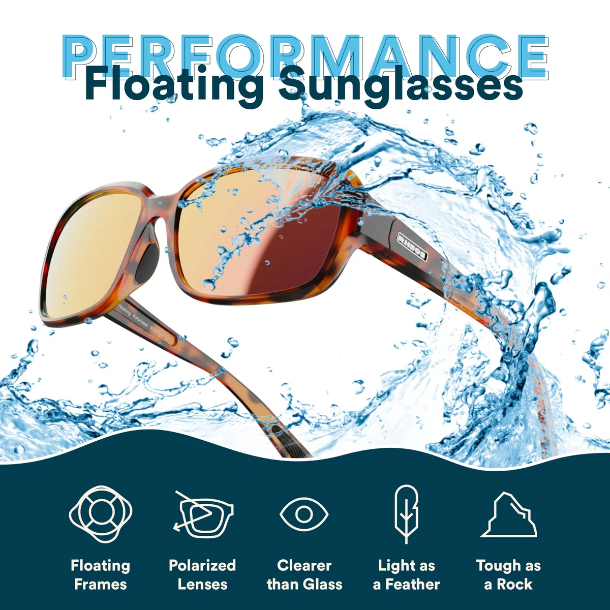 Rheos Amelia - Lentes de sol polarizados flotantes | 100% protección UV | Navegación y pesca | Deportes acuáticos | Antideslumbrante