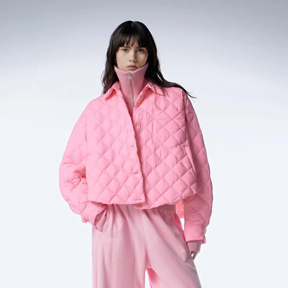 Chaqueta de plumón Ligera y compacta de Invierno para Mujer, Acolchada, sin Capucha, Cortavientos, cálida y Ajustada para montaña.