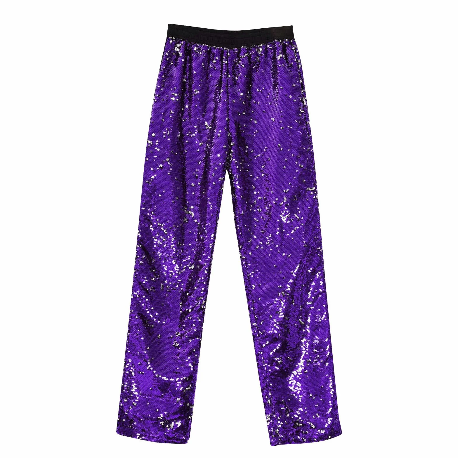 Pantalones de chándal para hombre, para carnaval, especiales, brillantes, informales, con pierna ancha, para festival, moda, comercio exterior, holgados, cómodos, morado, S