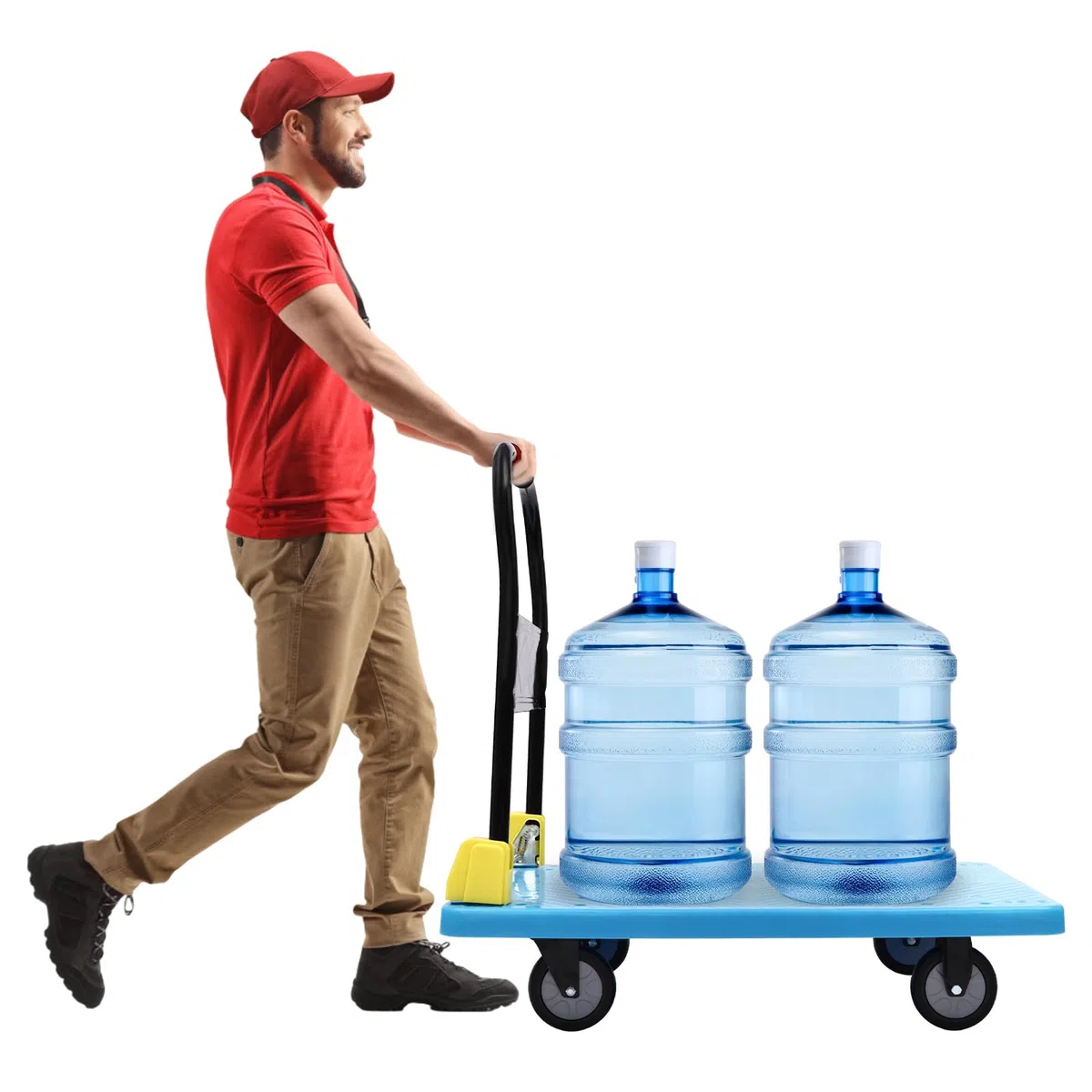 Carrito plegable resistente de 400 kg con 4 ruedas, carrito de equipaje portátil para viajes, uso personal, mudanzas y oficina (azul)