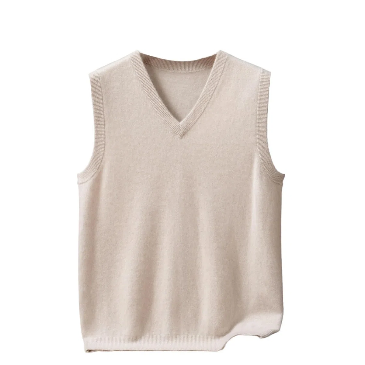 Chaleco de cachemira de punto sin mangas con cuello en V para hombre