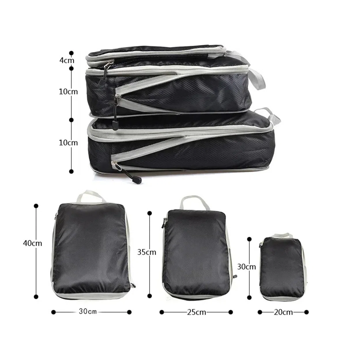Juego de organizadores de equipaje Cubos de compresión for viaje, organizador de maletas, bolsa de almacenamiento plegable con cremallera for ropa, zapatos y accesorios.