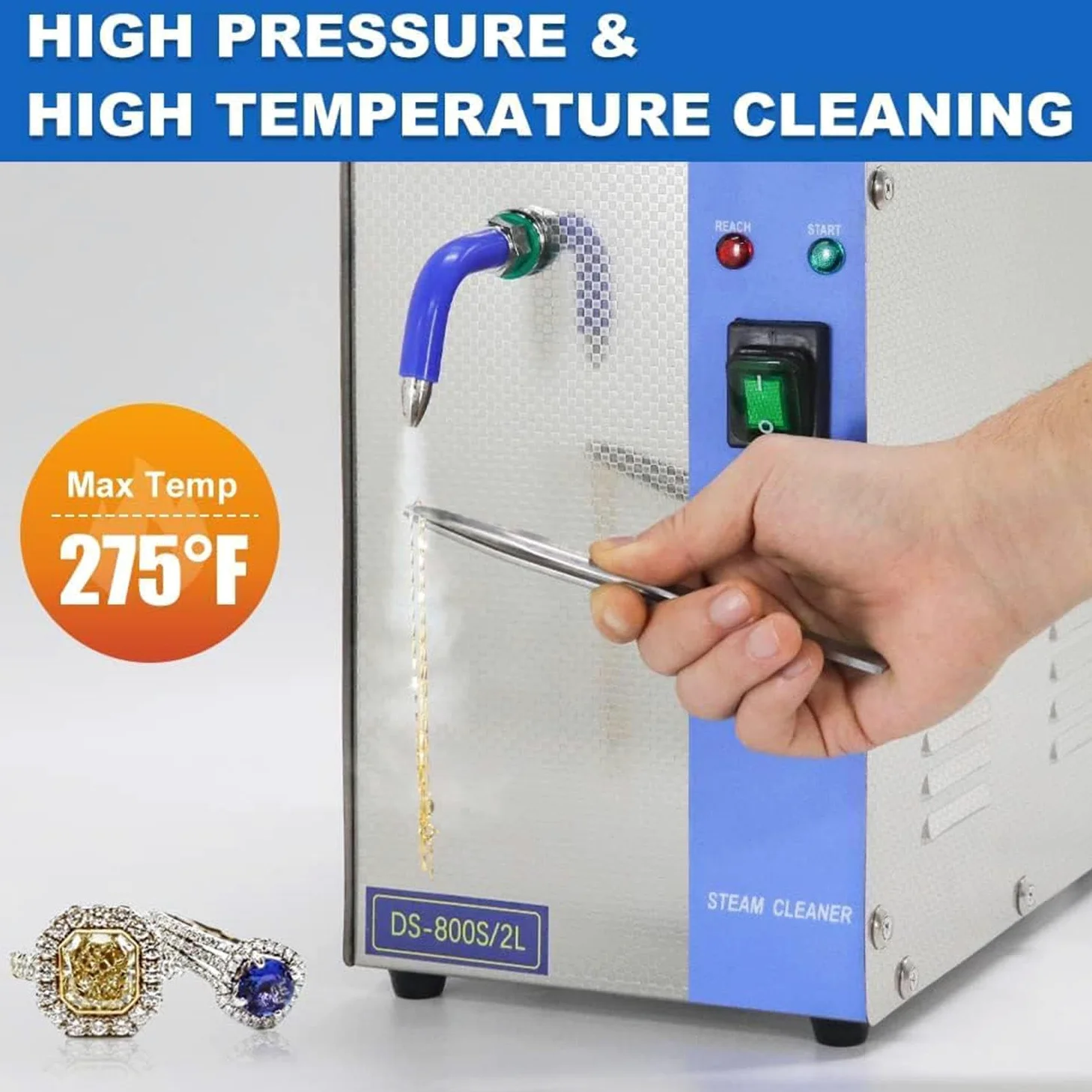 Limpiador a Vapor Para Joyas De 1300 W/2200 W, Equipo De Limpieza a Vapor De Acero Inoxidable 304 Para Joyas, Limpiador Profesional a Vapor Para Gemas, Oro Y Plata.,2L