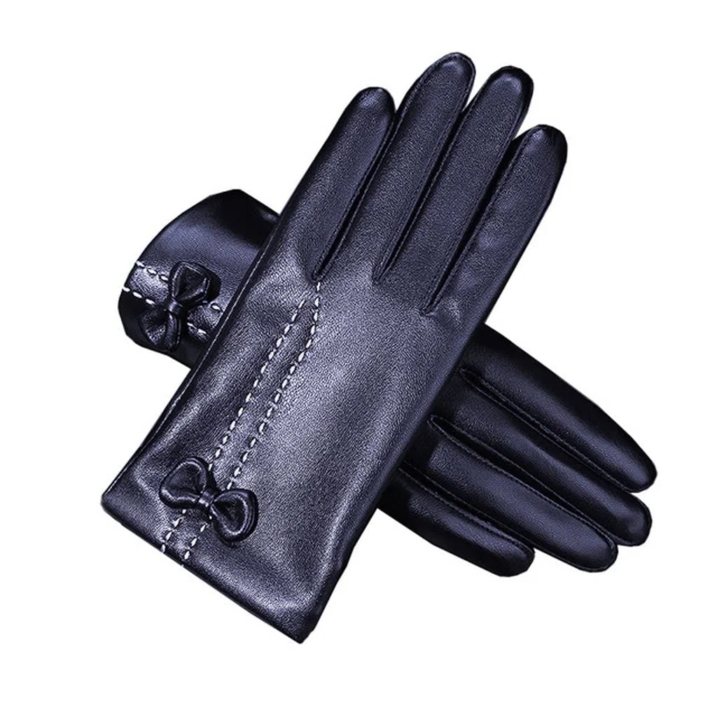 Guantes de Cuero sintético para otoño e Invierno, Acolchados, Gruesos, cálidos y continuos, para Montar con Pantalla táctil, para