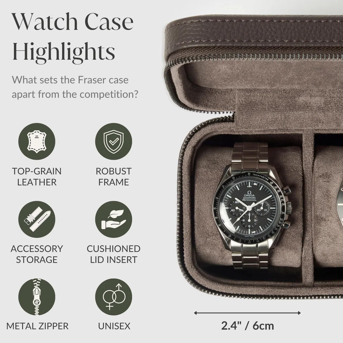 TAWBURY Caja de reloj de cuero 3 relojes hombres viajes