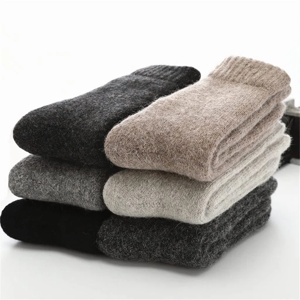 Chtom 5 Pares de Calcetines de Invierno Hombres súper Gruesos termosocks sólidos de Lana Calcetines de Conejo contra Nieve frío calcetín Caliente (Color: 5 Pares Tamaño: 7.5-11 Pulgadas)