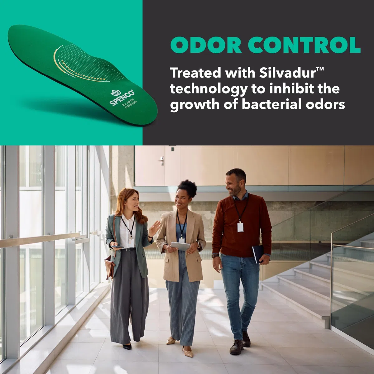 Spenco RX - Plantillas para calzado de apoyo de longitud completa con cojín de arco, para hombre 12-13.5