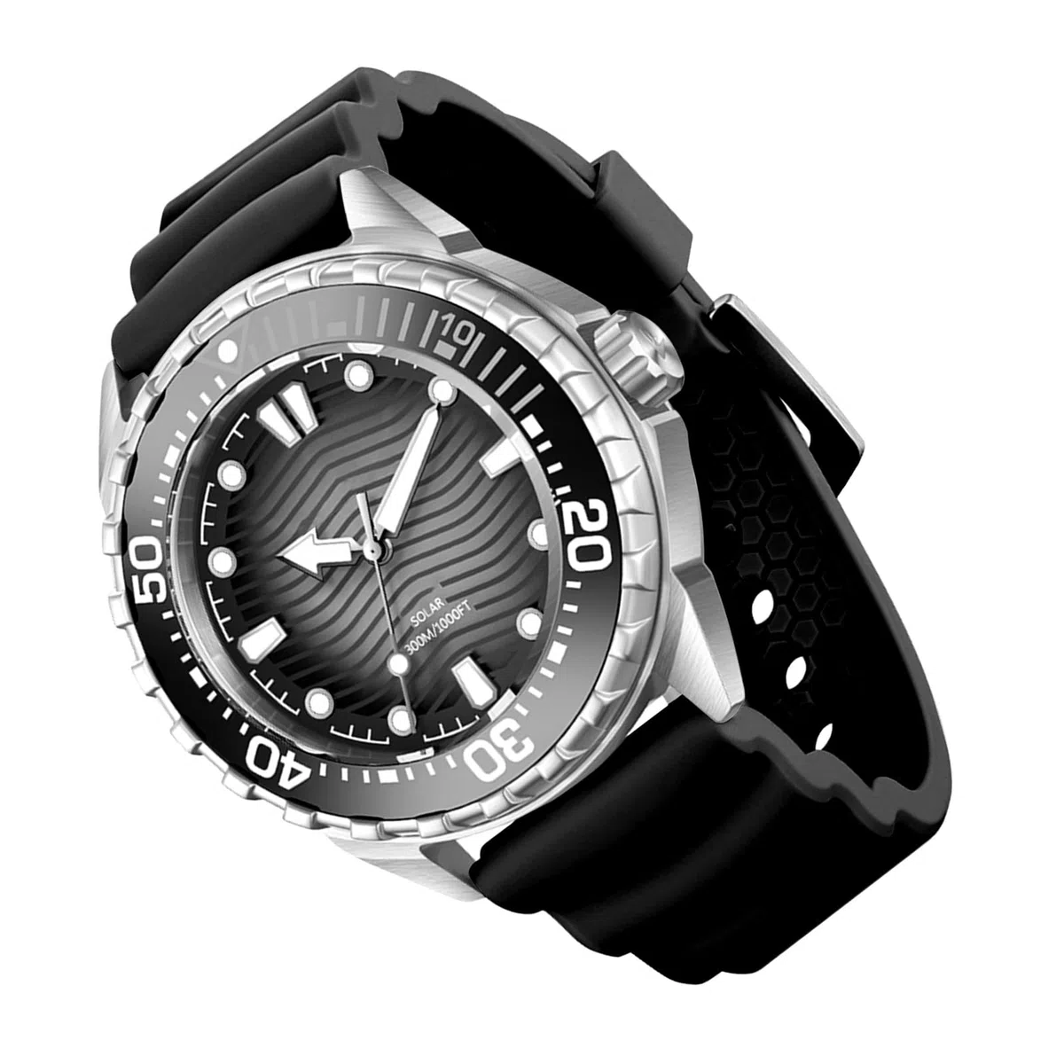 Cocoarm Reloj de Buceo de Cuarzo con Energía Solar, Resistente Al Agua hasta 300 M, Correa de Silicona Luminosa para Deportes Al Aire y Buceo