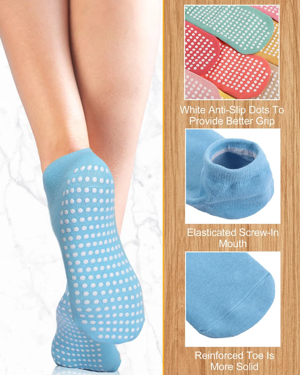 Chuarry 60 pares de calcetines antideslizantes para yoga, pilates, a granel, antideslizantes, para mujeres, ancianos, hospitales, (Classic Color), Talla única