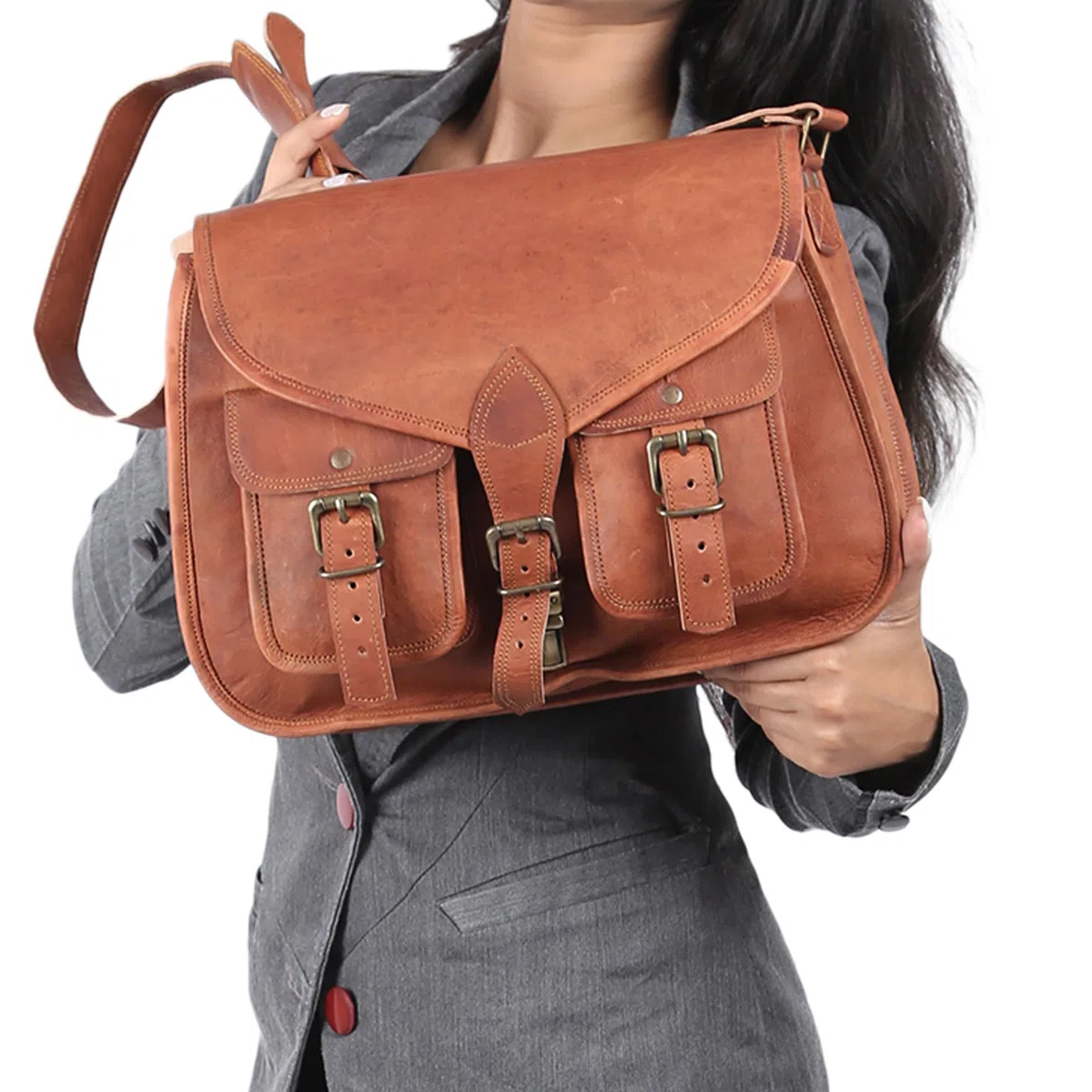KPL 14 Inch Leather Purse Women Shoulder Bag Crossbody Satchel Ladies Tote Travel Purse Genuine Leather