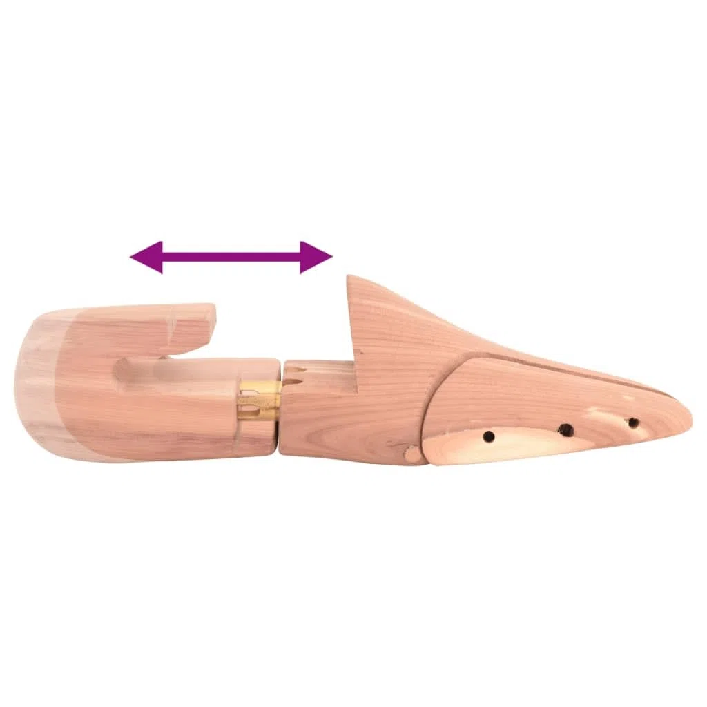 Horma de zapatos de madera maciza de cedro ajustable EU 36-37 con calzador para hombre y mujer, zapatos de piel, para el cuidado de la forma, estiramiento