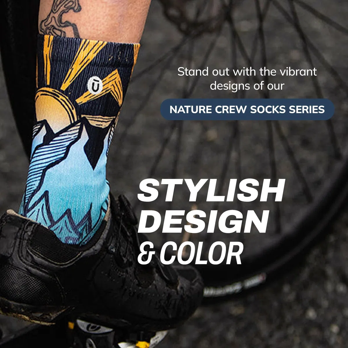 Outway Nature Crew Socks, calcetines atléticos que absorben la humedad con soporte de arco para hombres y mujeres, diseño colorido