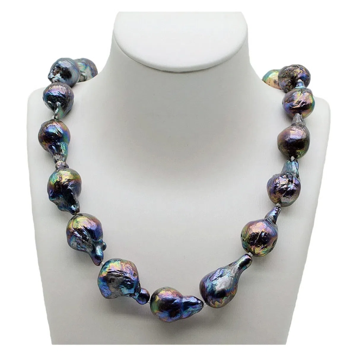Collar de perlas barrocas de agua dulce AAAA, diámetro 14-15 mm, azul oscuro/verde malaquita/negro, collar corto, collar de perlas for mujer cumplir