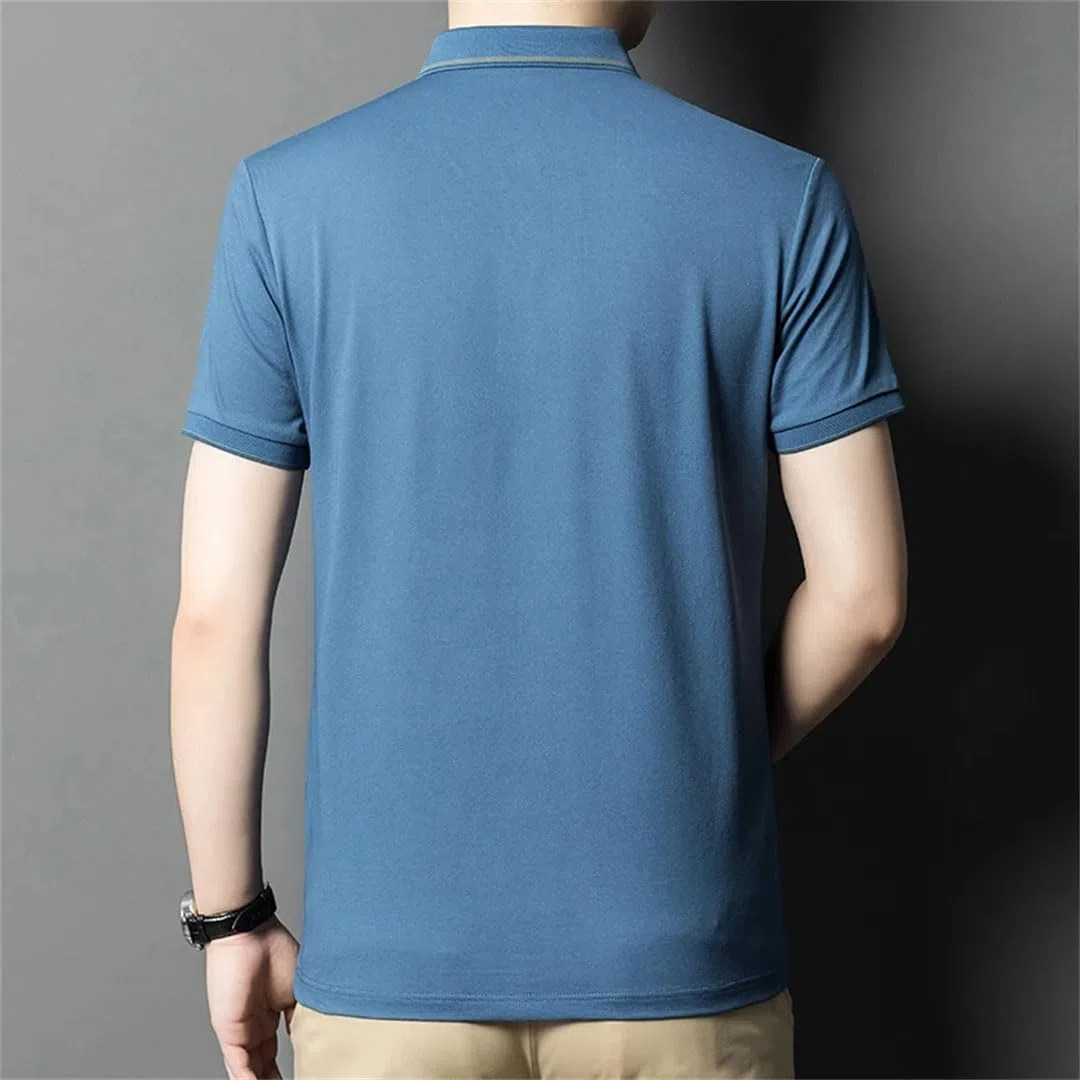 Polo clásico de manga corta con solapa y media manga para hombre, color liso, blanco, 4XL