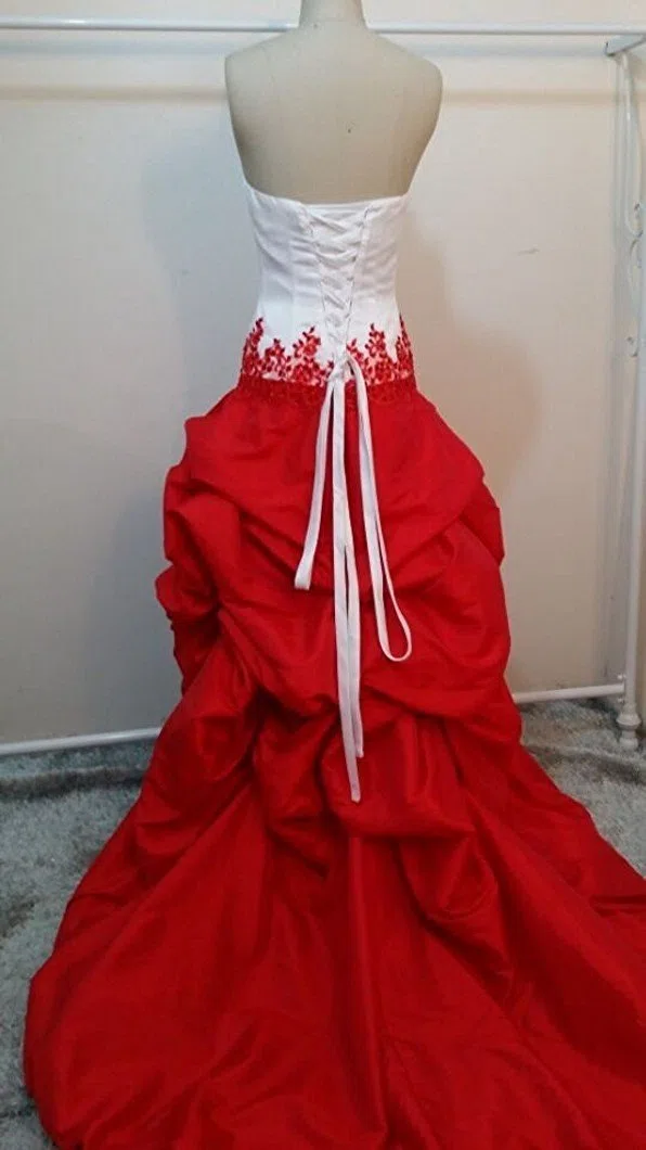 Taft Alta Baja Vestidos De Noche Corazón Prom Vestidos De Novia Vestido De Encaje