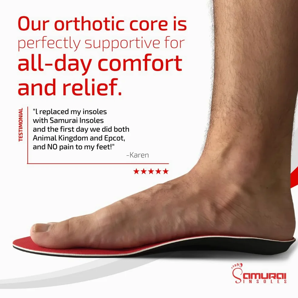 Samurai Insoles Alivio instantáneo ortesis para pie plano para hombres o mujeres-entrega de Happy Feet utilizando nuestra probada apoyo arco zapato insertar