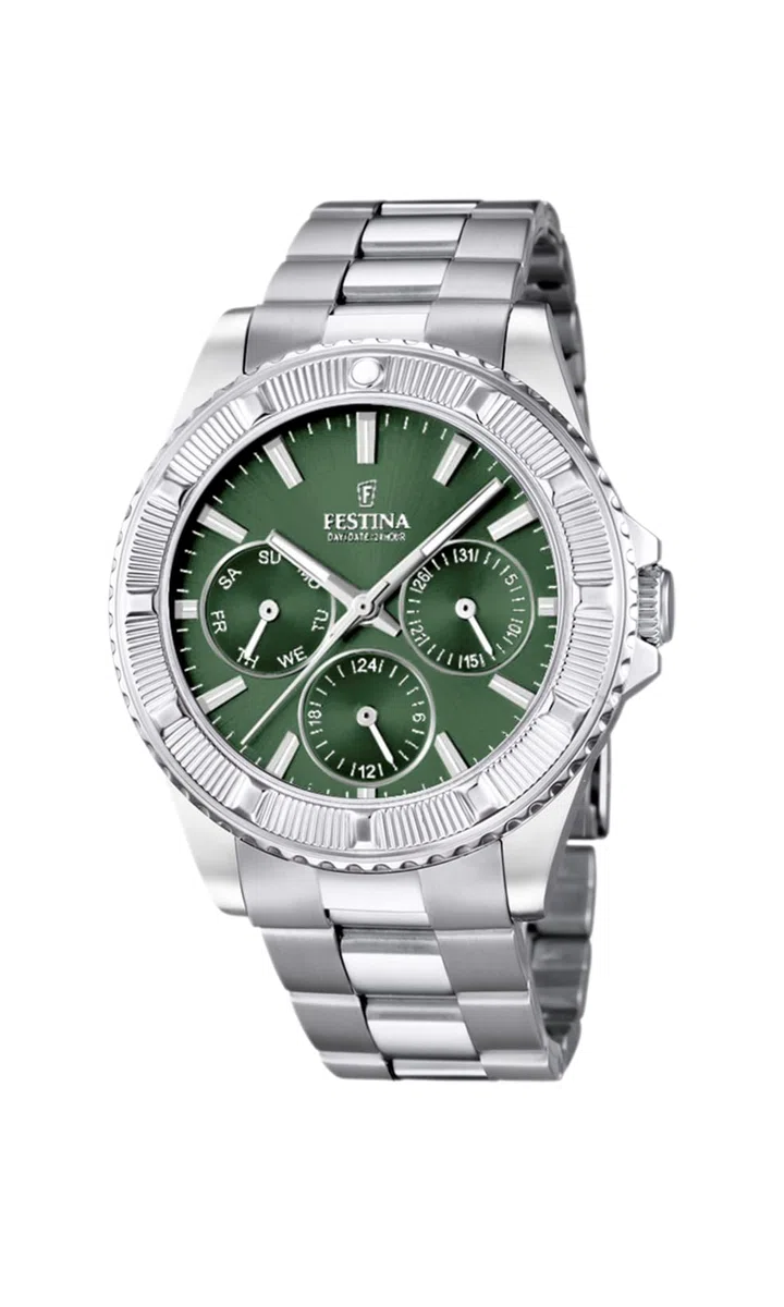 Festina Reloj Mujer Analógico de Acero Inoxidable 316l Plateado - Movimiento de Cuarzo Multifunción - Cristal Mineral Resistente - Resistente al Agua 5 ATM - Calendario - Special Prices F16690