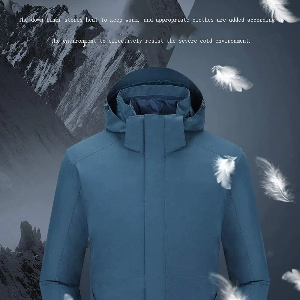 MU Hombres 3 en 1 Chaqueta de Esquí Impermeable Chaqueta de Snowboard de Montaña Abrigo de Nieve de Invierno con Espesas de la Chaqueta de Fondo Antiestático/Blue/L