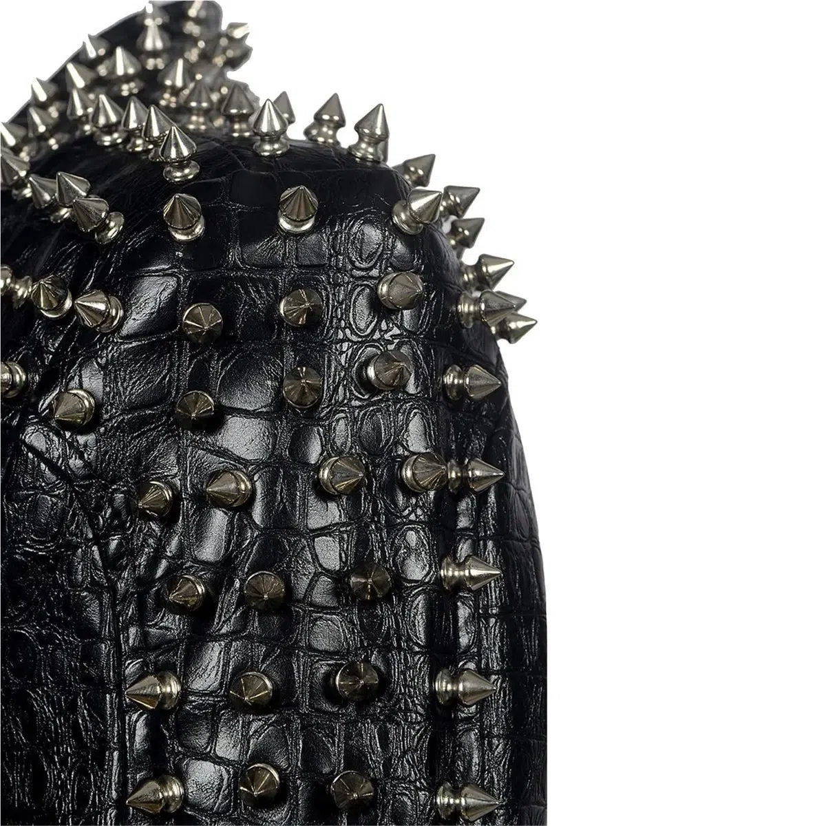Chaqueta Cuero Mujer Abrigo de cuero invierno con múltiples remaches, chaqueta corta manga larga, moda for mujer, ropa punk rock negra Para salir
