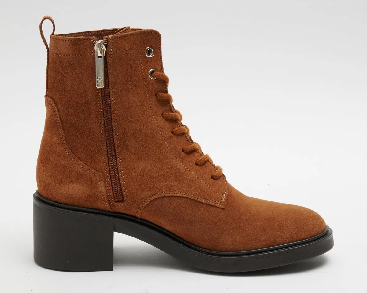 Tommy Hilfiger Botines Mujer Suede Mid Heel Laceup con tacón