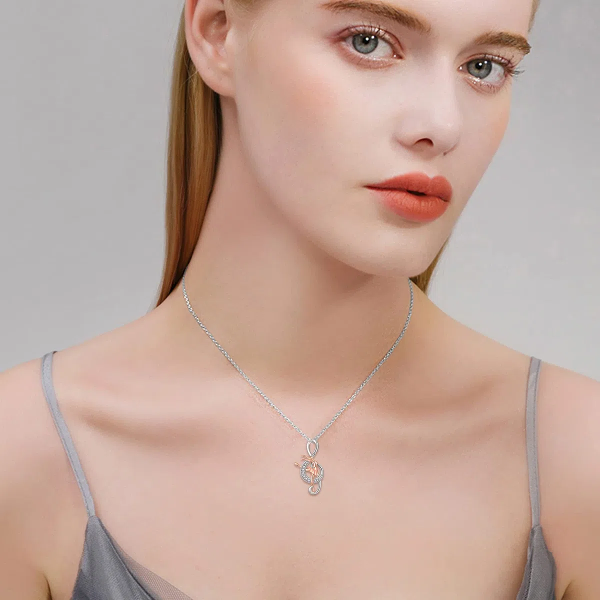 YAFEINI Collar de ballet con notas musicales, regalos de gimnasia, plata de ley 925, colgante musical, joyería deportiva para mujer, bailarina, amante de la música, 1.01 x 0.50 Zoll, Plata esterlina