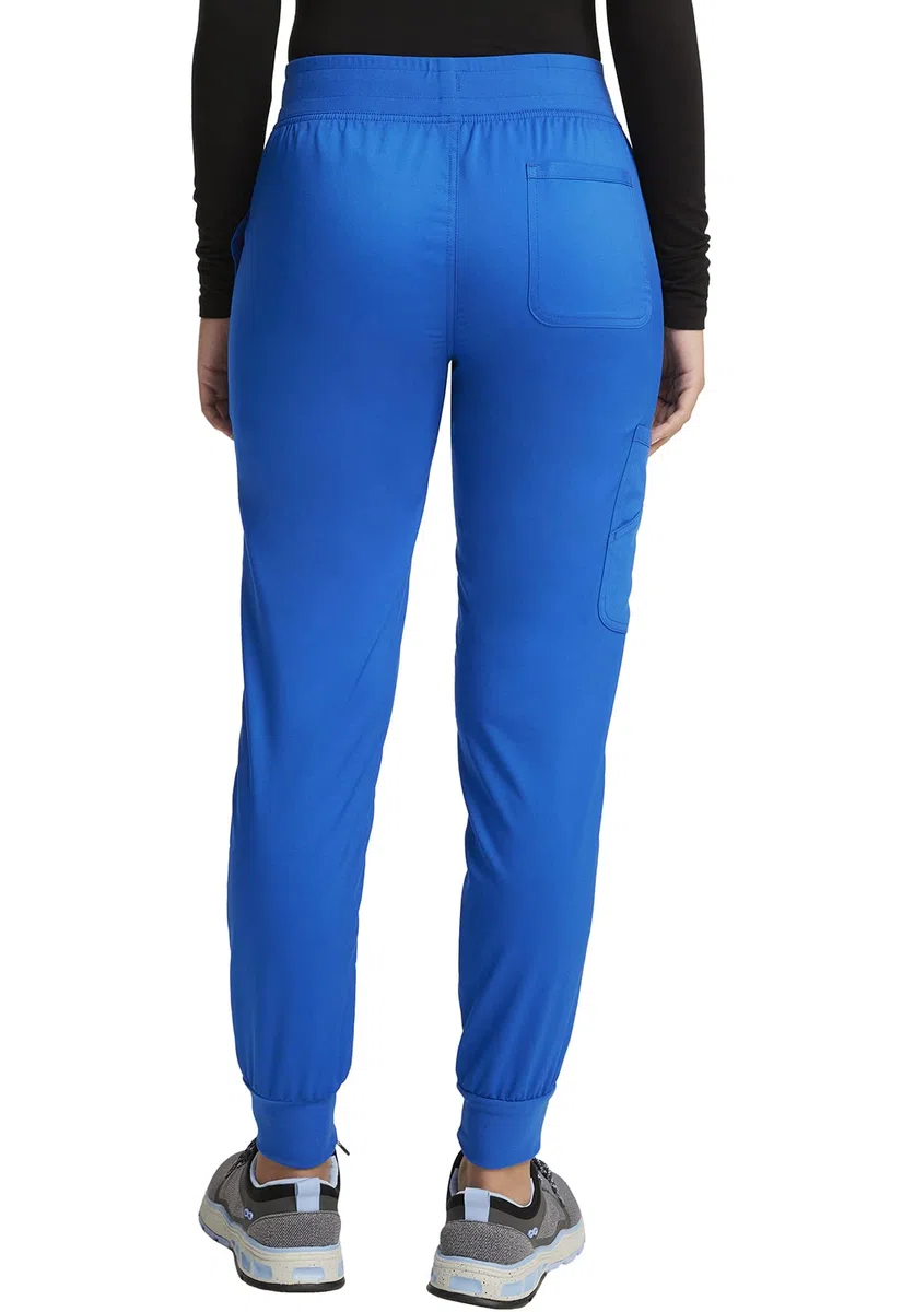 Cherokee Conjunto de uniforme médico para mujer, camiseta médica con cuello en V WW601, con pantalones deportivos de tiro medio, WW115, azul real, parte superior mediana/pantalón alto mediano