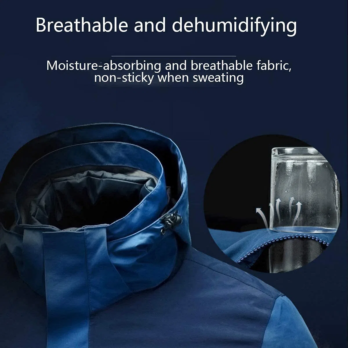 MU Hombre Impermeable 3 en 1 Chaqueta de Esquí Abajo Chaqueta Abrigo de Invierno Caliente Chaquetas de Snowboard a Prueba de Viento con Capucha Desmontable Abrigo de Montaña/Blue/4Xl