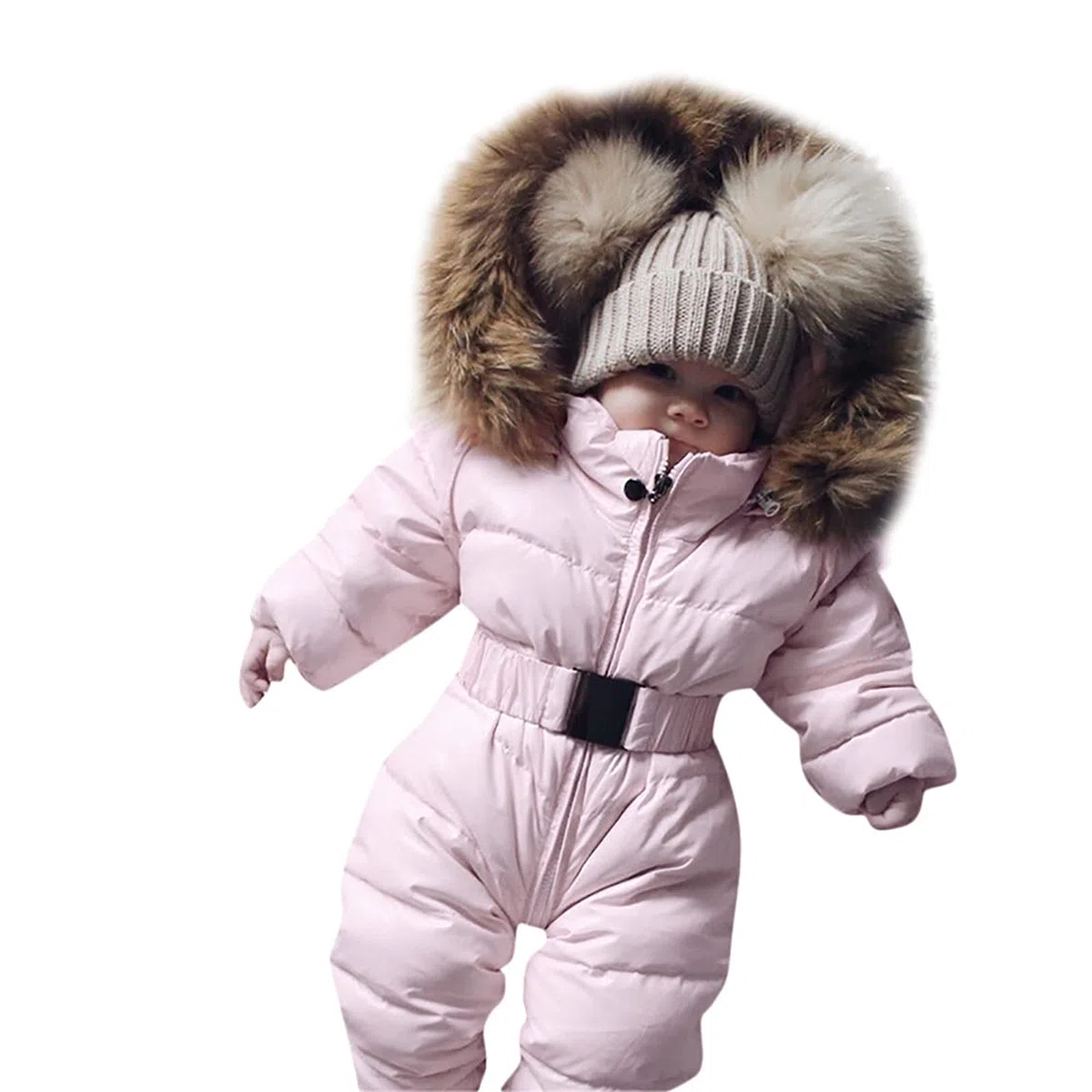 Traje de nieve para niños con piel sintética, traje de softshell forrado, mono de nieve, chaqueta de plumón, conjunto de un solo color, traje de invierno con capucha, mono de invierno para niñas, mono