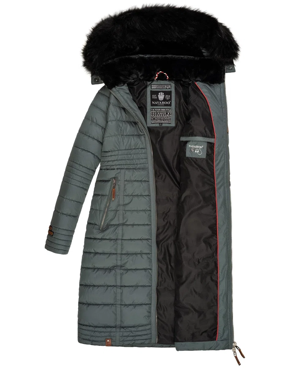 Navahoo B670 - Abrigo de invierno para mujer, acolchado largo, cálido, de peluche
