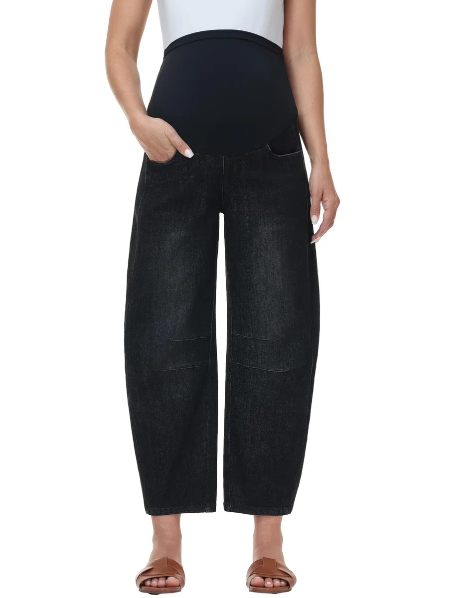 Pantalones vaqueros de maternidad para mujer con pierna ancha por encima del abdomen, elásticos, vaqueros de maternidad, vaqueros con bolsillos