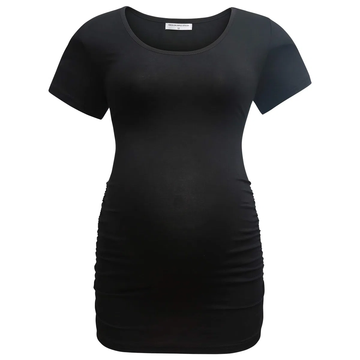 Bearsland Camiseta de maternidad para mujer, paquete de 3 unidades, camiseta clásica fruncida lateral, ropa de embarazo