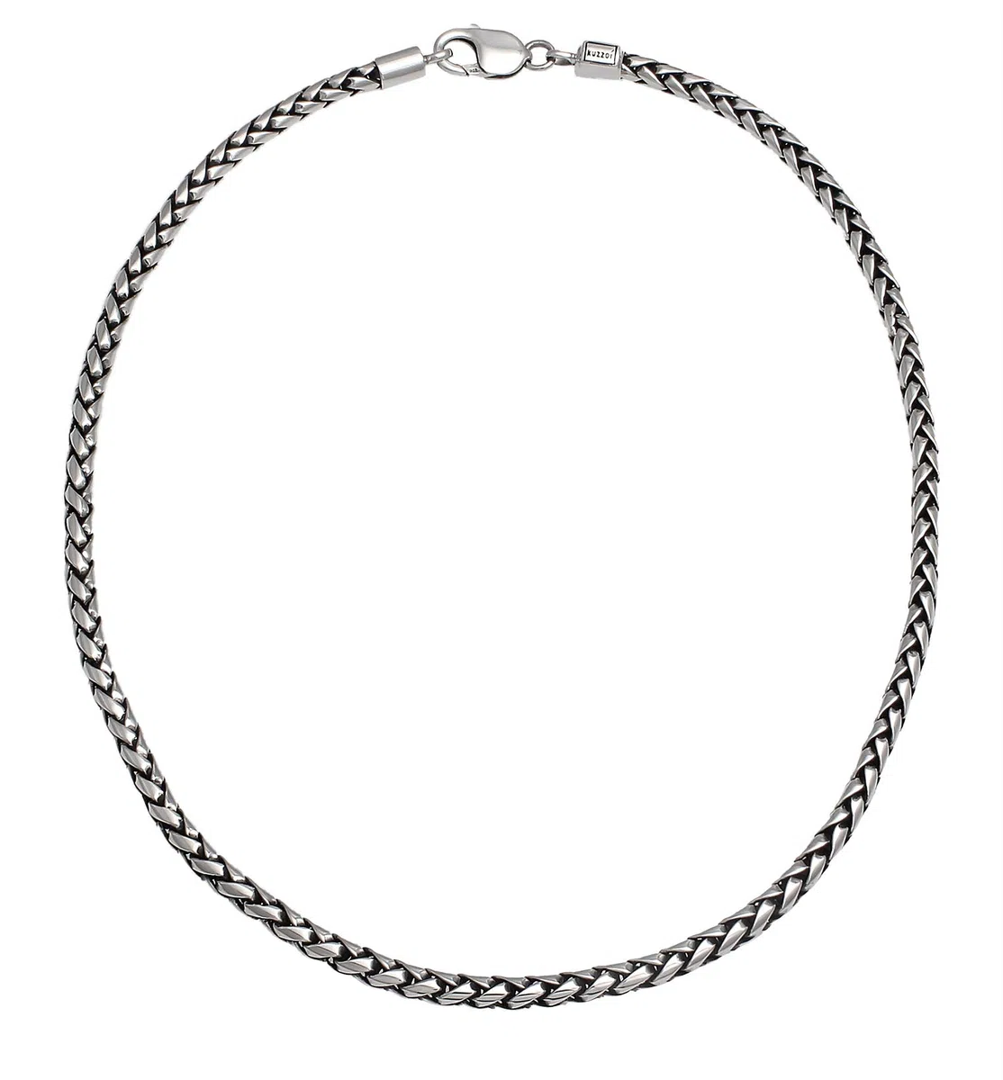 Kuzzoi Exclusivo collar para hombre con eslabones trenzados (5 mm), cadena de eslabones redondos para hombre o amigo, cadena maciza para hombre sin colgante de plata de ley 925, longitud 50-60