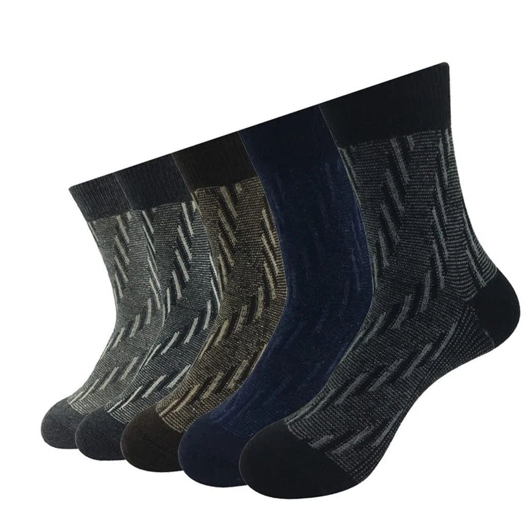 5 Pares/Lote Calcetines de Lana Hombres cálidos Invierno Cashmere Transpirable Casual Masculino de la Mano Regalo de cumpleaños (Color: un tamaño: un tamaño) (Color : A, Size : One Size)