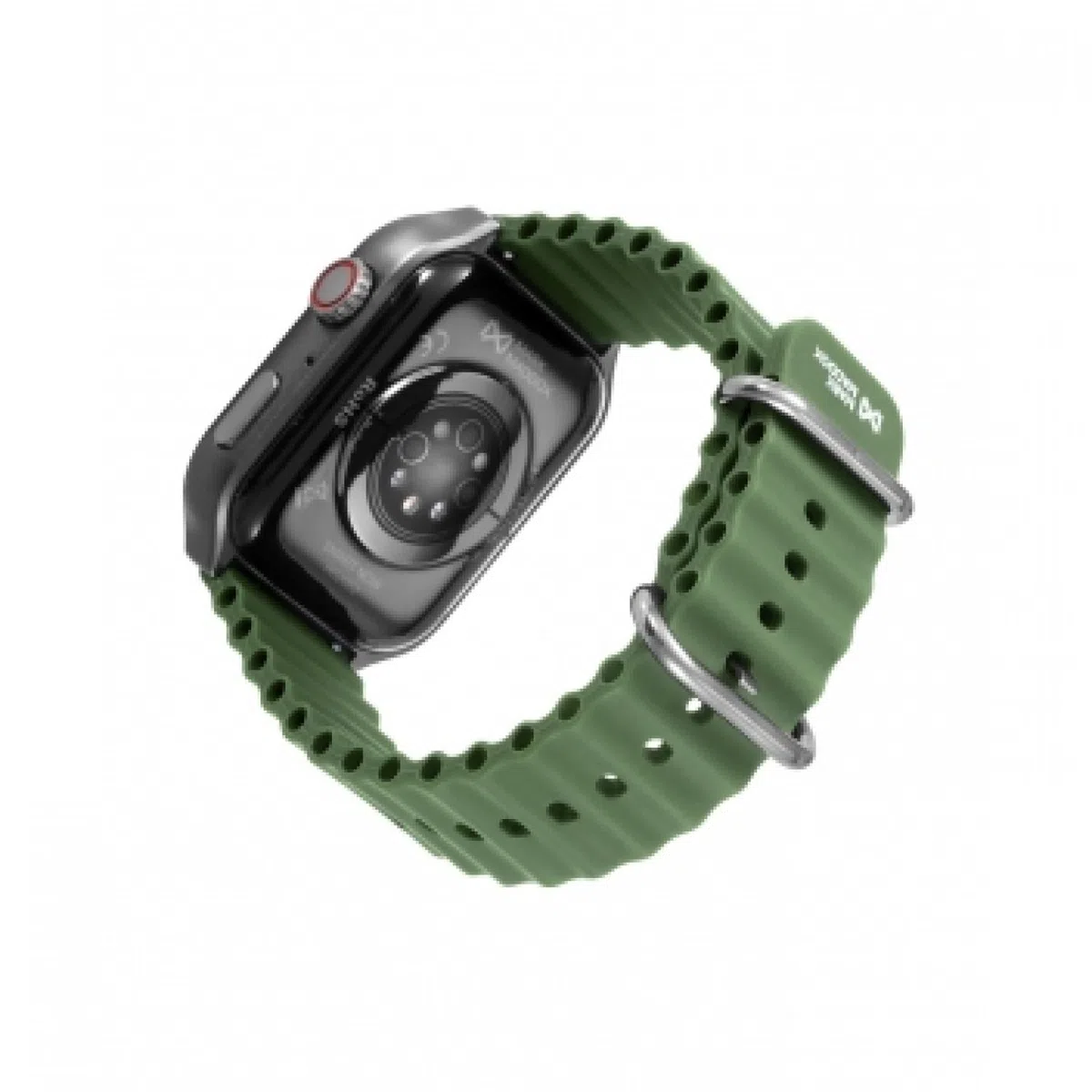 Mark Maddox HS2002-60 - Reloj Smartwatch Unisex Smartnow, Caja de Metal Plateado, Correa de Silicona Verde, Pantalla Táctil