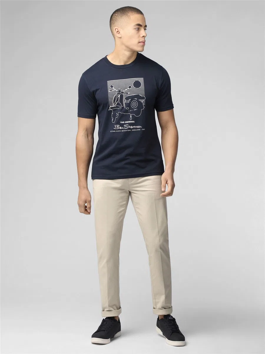 Ben Sherman Camiseta de verano de manga corta para hombre 76132 en azul marino, 2XL-5XL