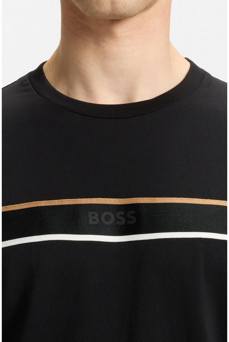 BOSS Hombres Iconic Camiseta Camiseta de Jersey de Algodón con Acabados Bandas