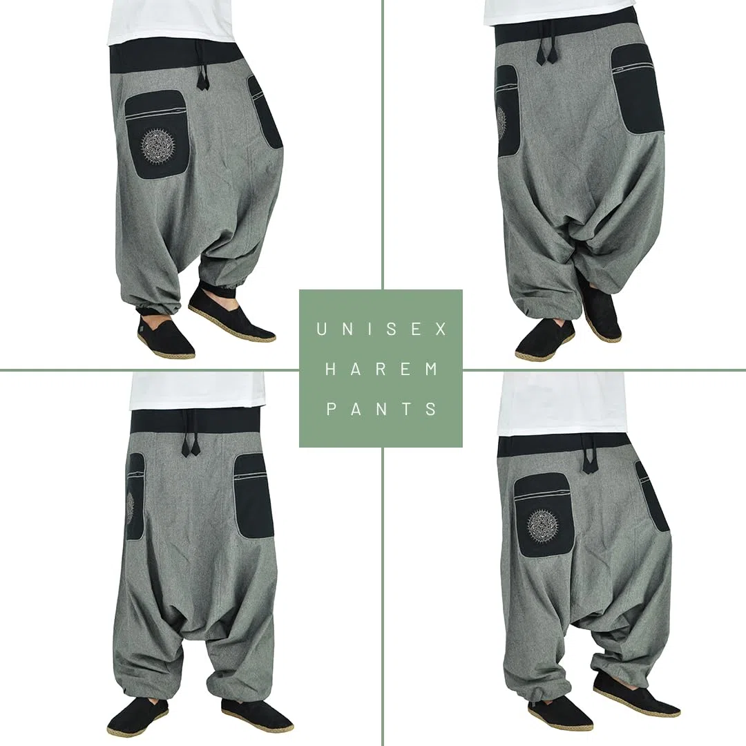 virblatt - Pantalones Bombachos Hombre y Mujer | algodón | Pantalones Hippies Pantalones Harem Hombre Verano Harem Baggy