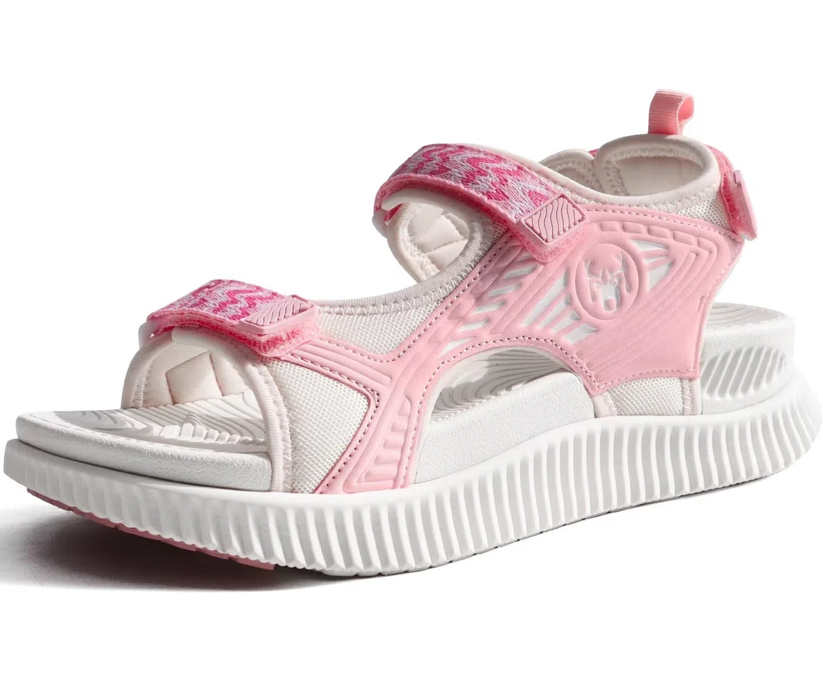 KuaiLu Sandalias Trekking Deportivas Mujer Ortopedicas Senderismo Sandalias | Comodas Caminar Fascitis Plantar Verano Abierta Ligera Cuero Ajustables Antideslizantes Sandalias Montaña Rosa Blanco 37