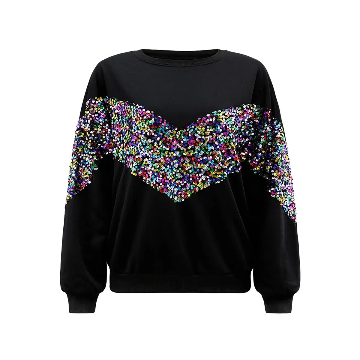 Sudadera Mujer Sin Capucha，Sudadera Mujer Cuello Manga Larga con Lentejuelas Ropa Informal Otoño Invierno