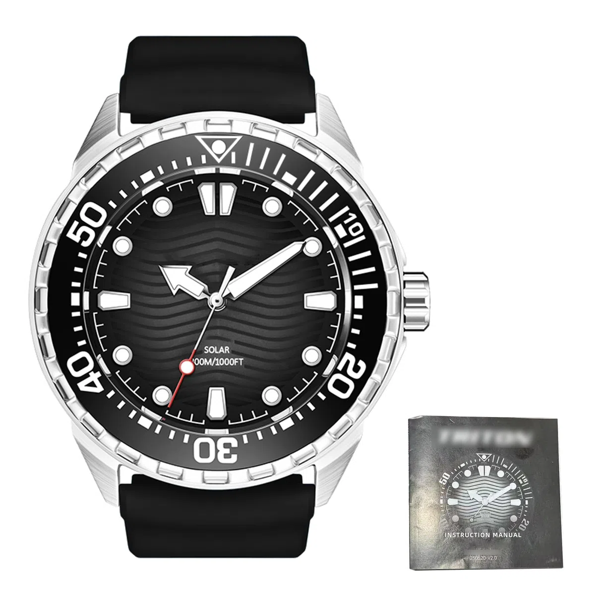 Cocoarm Reloj de Buceo de Cuarzo con Energía Solar, Resistente Al Agua hasta 300 M, Correa de Silicona Luminosa para Deportes Al Aire y Buceo