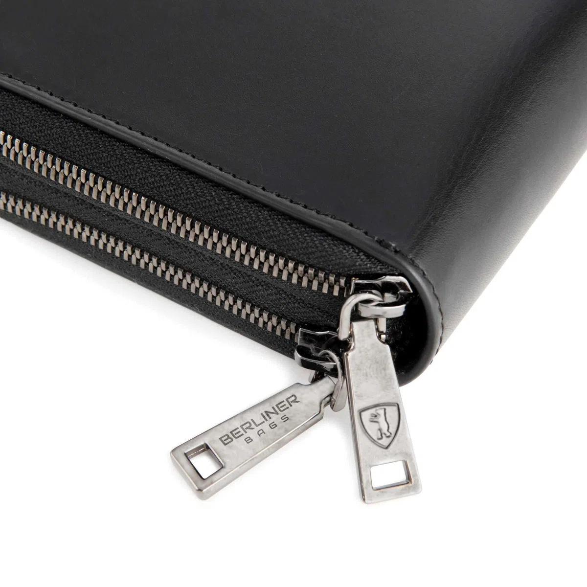 Berliner Bags Dallas Cartera XL Organizador de Viaje de Cuero Hombre RFID | Negro Billetera De Piel Auténtica 26 Tarjetas Monedero Con Cremallera Correa Muñeca Bucle Bolígrafo Protección Nfc Elegante