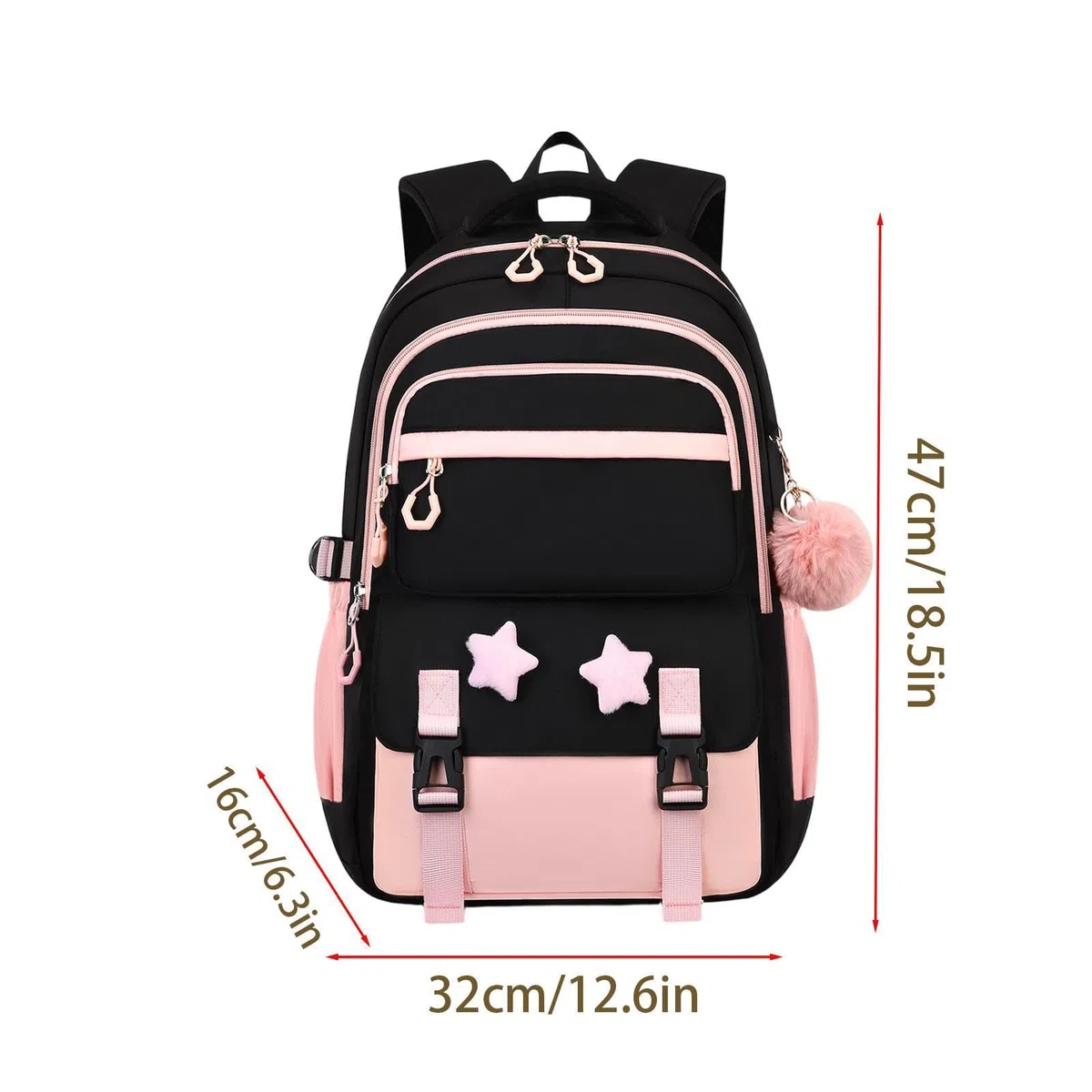 Mochila para niña con con estuche para lápices, diseño de estrella, 3 piezas, Rosa., Siehe Beschreibung, Ver descripción | Bolsa de viaje para estudiantes, cartera, artículos de papelería, ropa, al aire libre, viajes y viajes