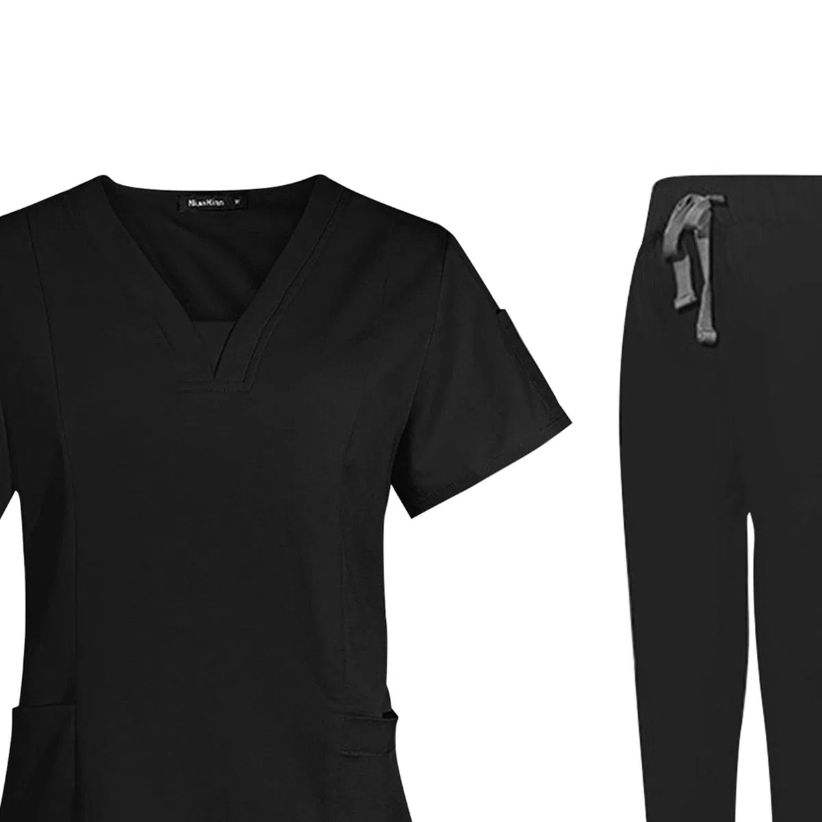 #N/A/a Conjunto de Uniforme Médico para Mujer, Traje Cómodo Lavable a Máquina con Escote en V para Salón de Belleza, Negro, M