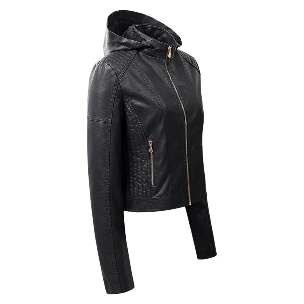 Chaqueta Cuero Mujer, Cazadora Cuero Mujer Cazadora Entretiempo Mujer Slim Fit Manga Larga con Bolsillos Y Cremallera Casual Chaqueta De Moto De Piel Sintética Faux Leather Biker Chaqueta De Invierno