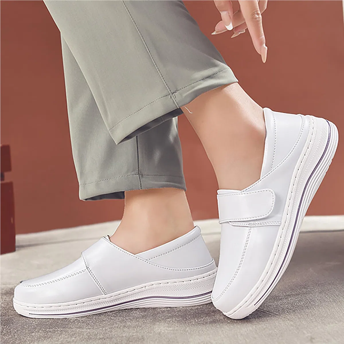 Zapatos Profesionales médicos/de enfermería/de Trabajo Ligeros para Mujeres, Zapatos médicos de Piel de Vacuno Transpirables con Suela de EVA Suave y Suela Gruesa