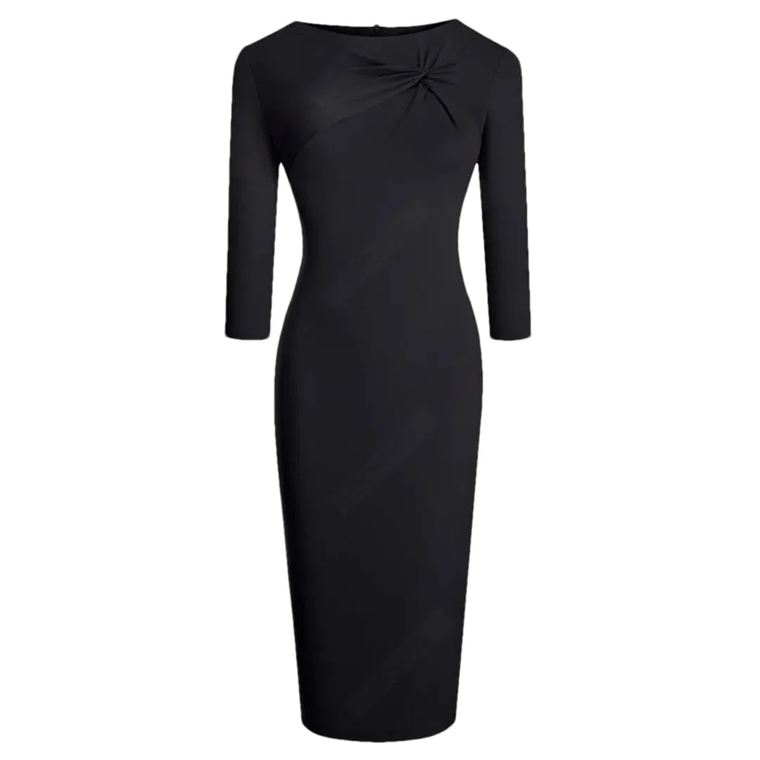 Vestido Ajustado De Oficina De Negocios Formal Elegante con Vestidos De Color Sólido con Clase para Mujer